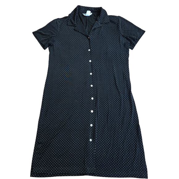 Ronni Nicole Vintage 90s Preppy Classic Polka Dot Button-Up Midi Shirt Dress 14 - Picture 4 of 12